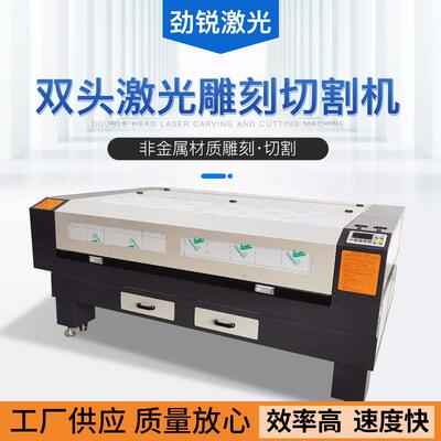 双头激光雕刻切割机自动送料激光机布料切割皮革鞋面打孔机