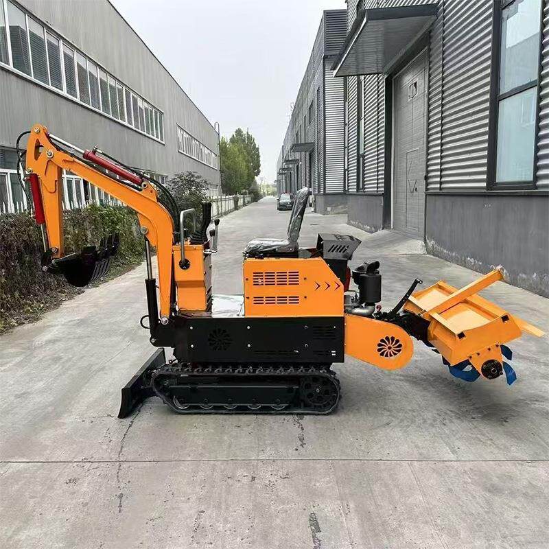 挖机带旋耕机液压改装一体机履带式微耕机旋转小型挖掘机厂家