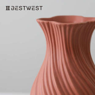 博西家居 简约北欧莫兰迪陶瓷花瓶摆件 ins风花插玄关装饰品花器