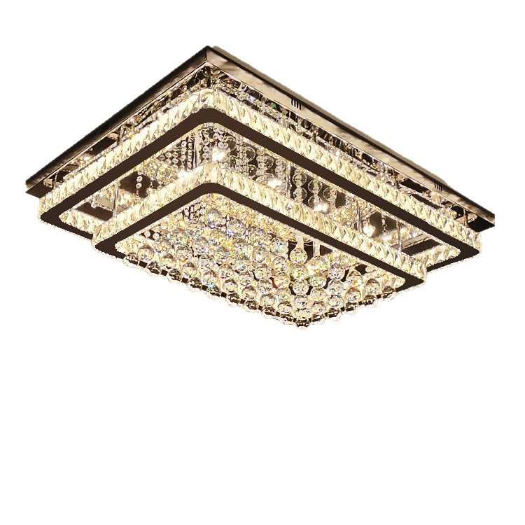 现代轻奢客厅大灯2025新款卧室房间灯大气不锈钢护眼主水晶吸顶灯