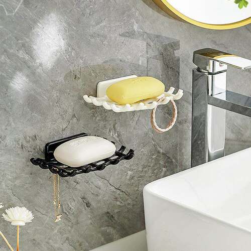 Hole-free soap holder with a woven design that prevents wate