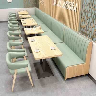餐厅靠墙卡座沙发商用咖啡厅甜品店小吃面馆汉堡店奶茶店桌椅组合