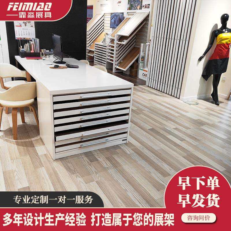 瓷砖陶瓷木地板抽屉柜石材中岛展示柜台多功能储藏柜白色洽谈桌子
