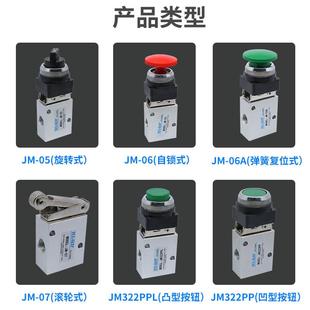 機(jī)械閥手動(dòng)氣閥氣動(dòng)開關(guān)兩位三通JM 06A 322PP L按鈕行程