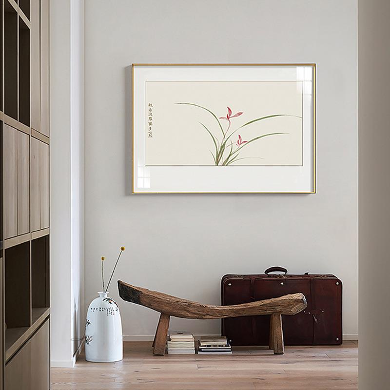 瑶芳 新中式禅意装饰画客厅休闲区挂画绿植花卉艺术壁画小清新画