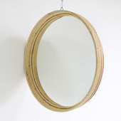 装 饰组合背景卧室作创意镜子壁挂复古墙面藤编民手梳妆镜宿圆形