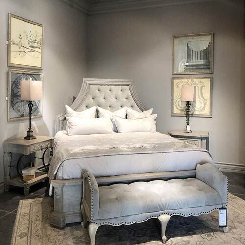 美式床轻奢法式卧室建筑复兴做旧色双人床法式乡村art实木床家具