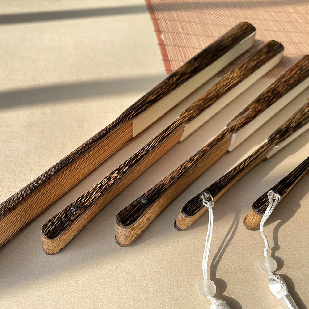 689寸棕竹宣纸折扇可题字文玩扇子空白纸扇子国风折扇男扇礼品扇