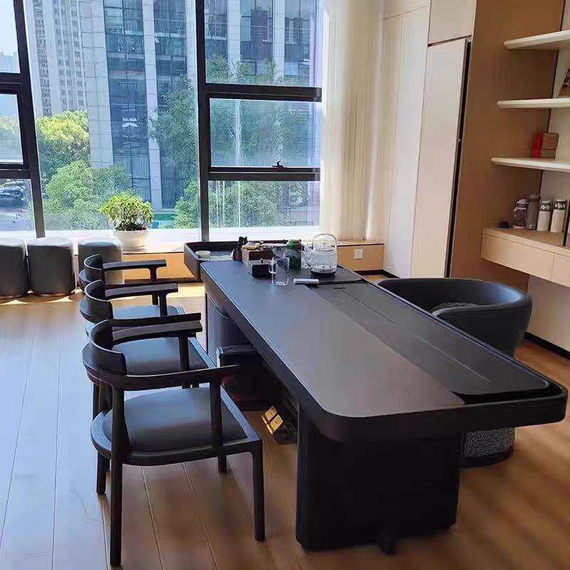 正品望理闲新式北美黑胡桃木茶待桌椅组合实木茶中室休办公室接泡