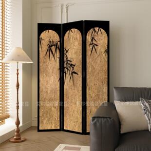 宋代美学客厅沙发背景装饰茶室民宿新中式竹叶可折叠移动屏风隔断