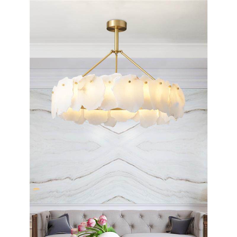全铜客厅吊灯后现代轻奢进口天然云石设计师创意餐厅卧室书房灯具