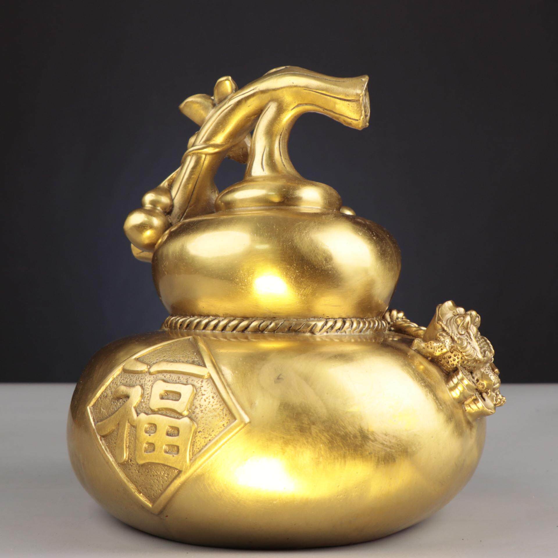 杨铜记日进斗金葫芦4685芦金艺属工品件摆福字葫芦铜葫福到葫芦