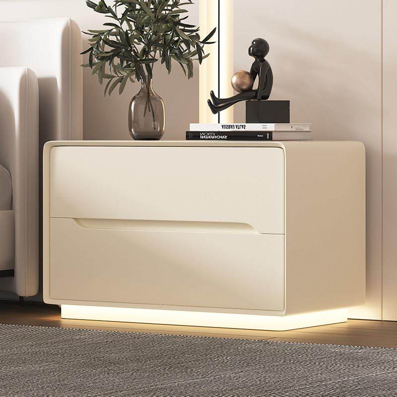 奶油风床头柜实木简约现代卧室床边柜轻奢高级感皮质带灯储物柜子,住宅家具,床头柜,淘宝优惠券,粉丝福利购,淘宝优惠卷