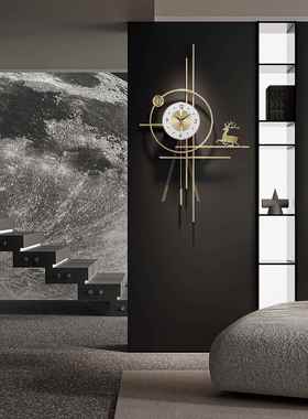 钟表挂钟饰客225新款轻奢网红创0意简约现厅代大气家用装psk89464