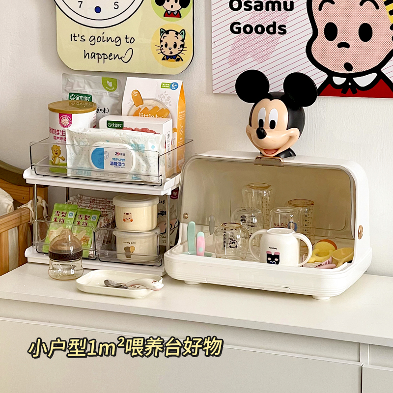 宝宝床边喂养台置物架一站式卧室床头收纳婴儿奶瓶辅食工具收纳柜