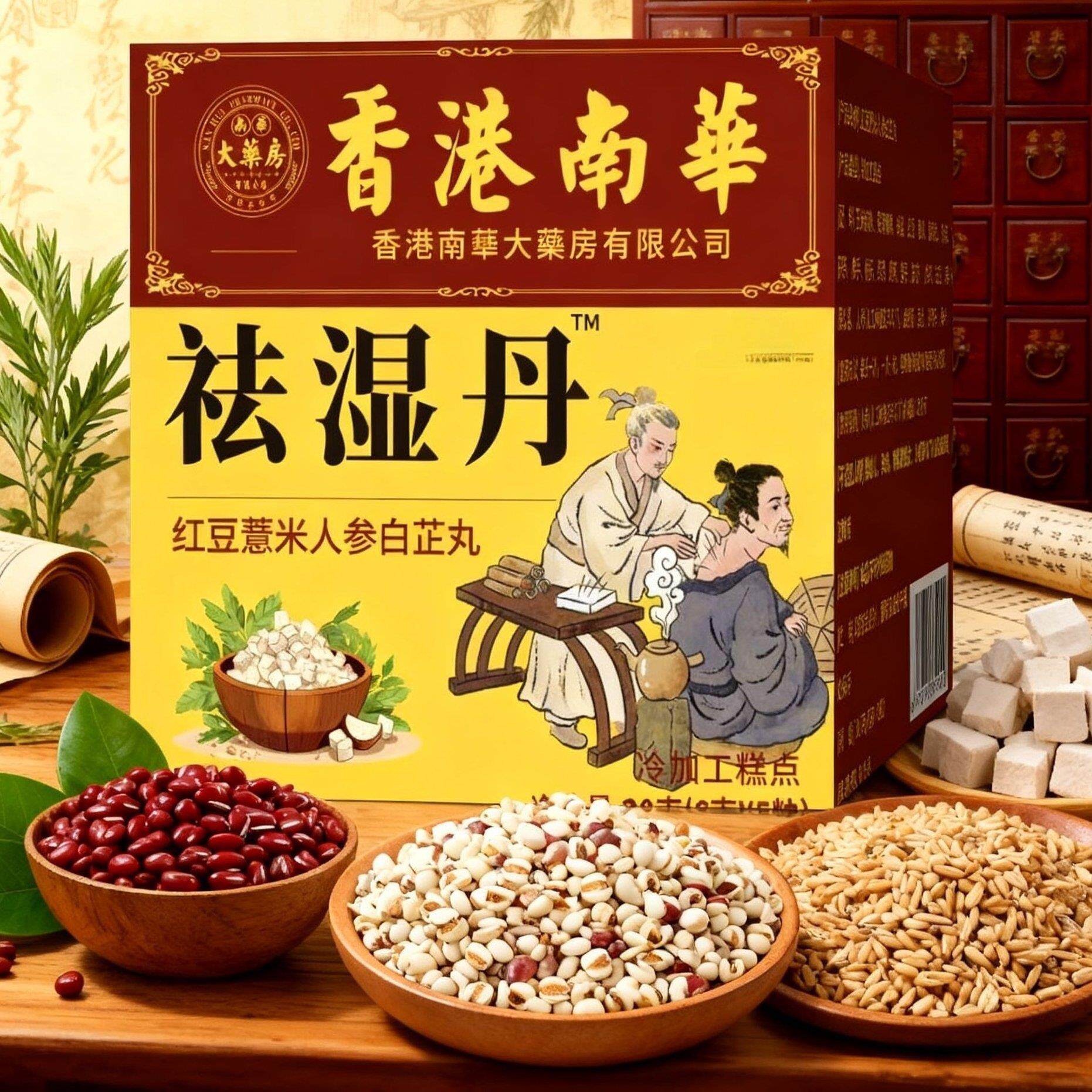 香港南华祛豆湿丹乏力湿气重齿痕明显湿胖窜稀腹泻祛湿健脾红薏米