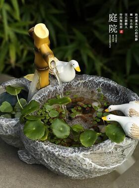 微景观鱼缸流水瀑布生财办公室客厅喷泉水景假山盆景创意桌面摆件