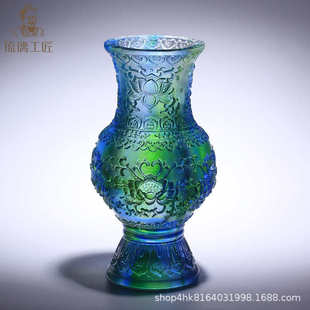 饰 琉璃莲花花瓶摆件客厅插花轻奢高档玄关书房床头电视柜博古架装