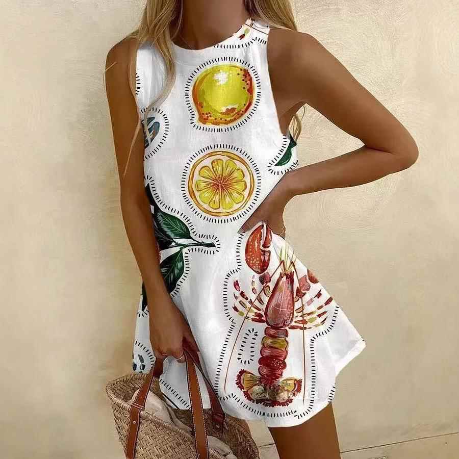 Sleeveless women's shirt long hoodie ocean element