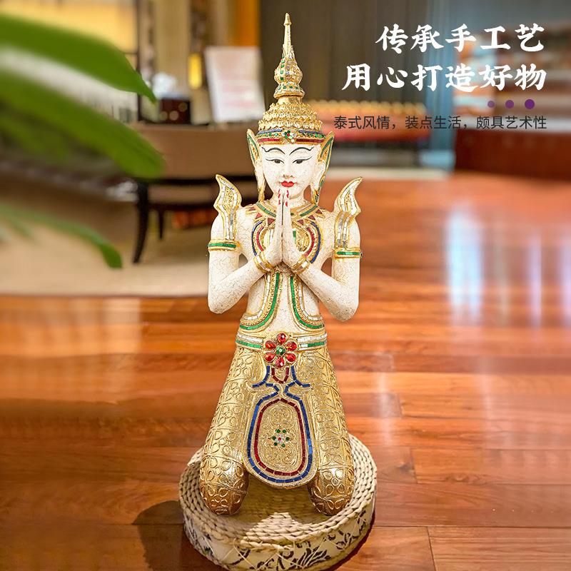 东南亚风格迎宾实木落地摆件泰式SPA餐厅门口装饰品泰国软装饰品