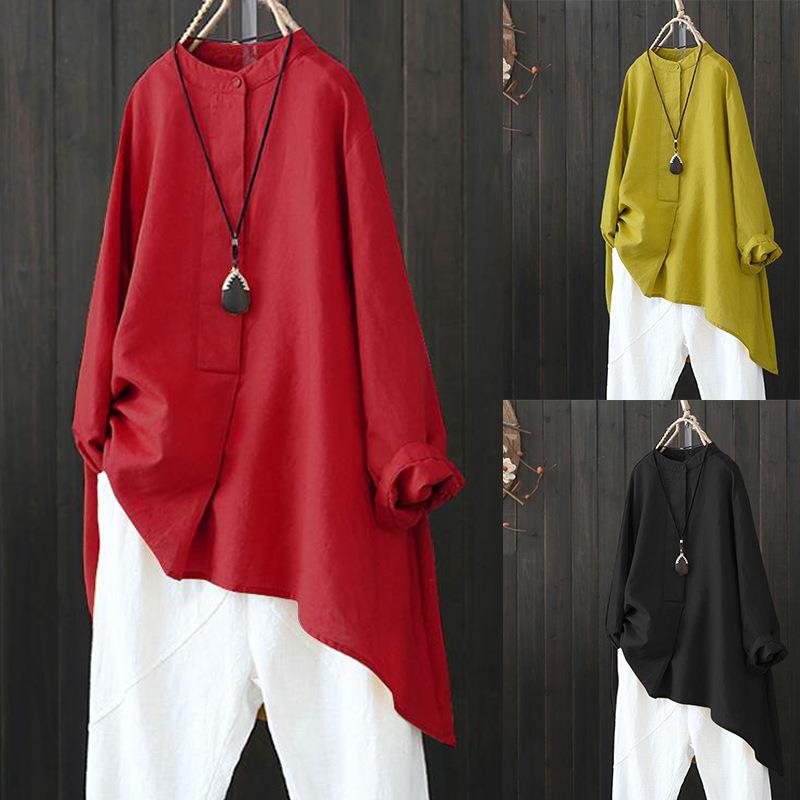 tops long down button tops loose colour solid tops shirt