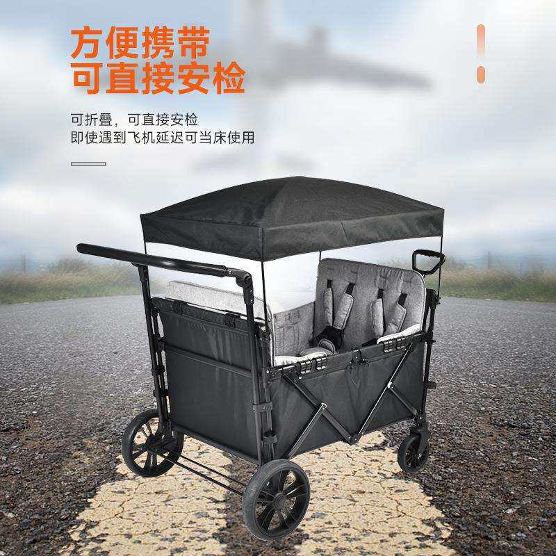 儿童四轮车手推车大空间防晒安全带四人婴儿手拉车轻便折叠车