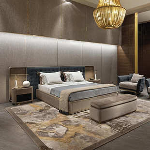 轻奢皮床ins网红现代简约 供应实木纳帕意式轻奢皮床 baxter bed