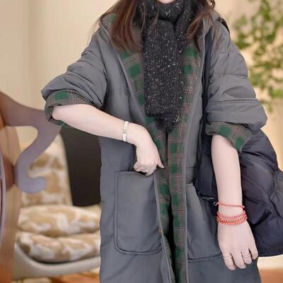 欧洲站休闲百搭宽松中长款连帽棉衣外套女2025年秋冬羽绒服棉服女