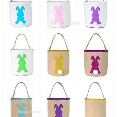 Lovely Easter Bunny Buckets Eggs Toy Handbags Rabbit Basket