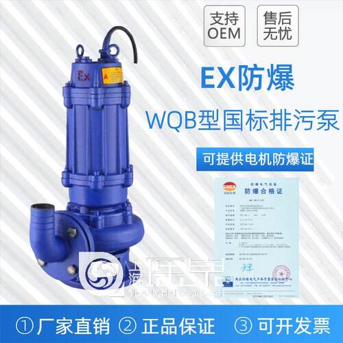 QWB/WQB防爆潜水排污泵工程污水污物泵无堵塞防爆泵7.5KW