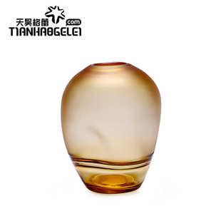 玻璃艺术花瓶酒店别墅客厅餐厅装 天昊格蕾手工轻奢设计师款 饰摆件