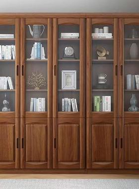 办公家具实木书柜二三门自由组合大容量储物柜置物柜书房书橱书架