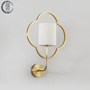 新中式全铜壁灯轻奢现代别墅样板间卧室床头过道楼梯灯具