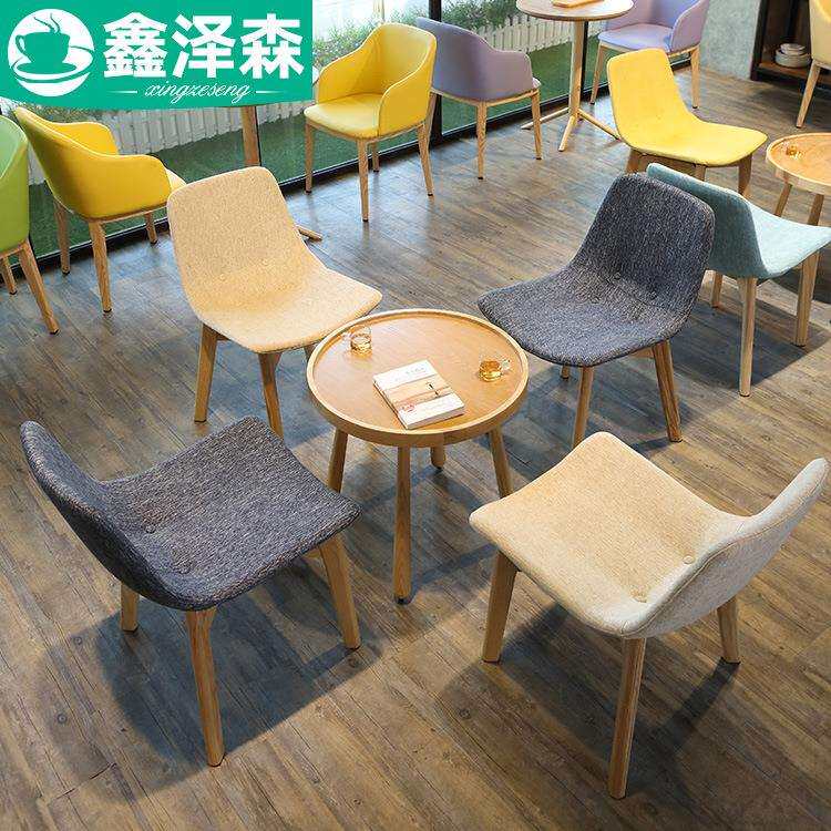 实木网红桌椅简约清新咖啡厅奶茶店椅子饮品蛋糕汉堡店桌椅组合