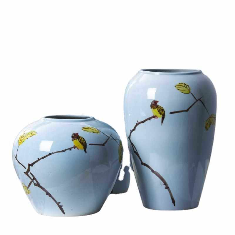 景德镇陶瓷花瓶陶罐新插花摆件客厅花盆花器品中式玄关装饰粗复古