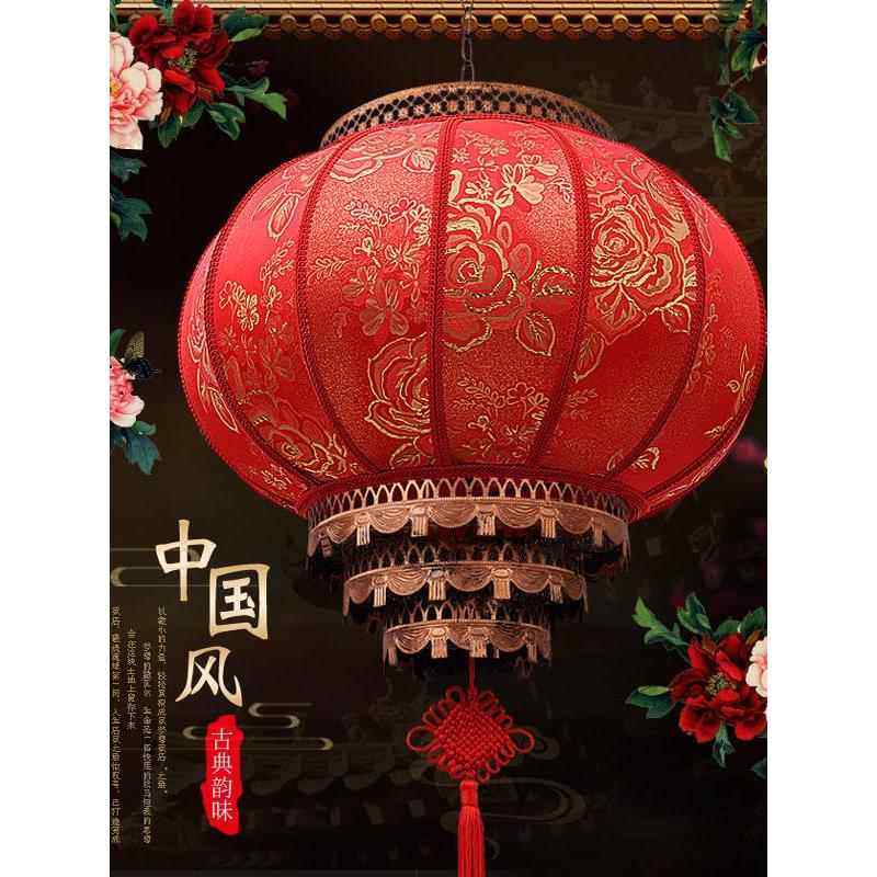 2025年新年山羊皮灯笼悬挂装饰户外阳台中式春节婚礼彩色Led旋转