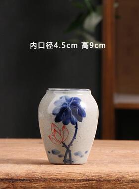 迷408S-3你绘简青花多肉花盆陶瓷约手家用陶土粗陶小陶盆清号仓捡