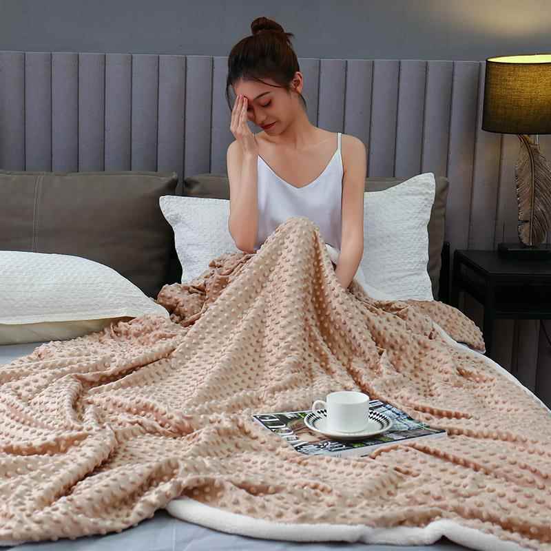 JJO四季豆豆绒毯法兰绒毯子办披公午休肩盖舍毯学生室宿床上被子