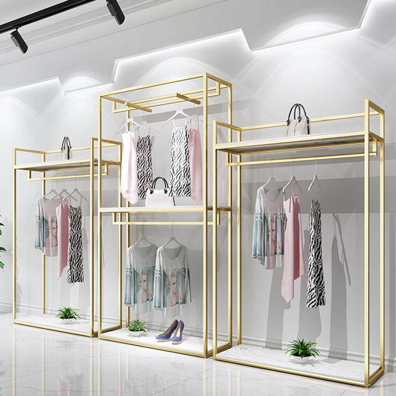 服装店展示架落地式组合男女装西装高柜货架童装陈列架金色挂衣架