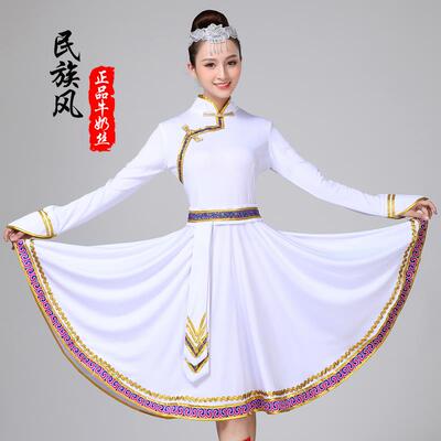 新款新款服蒙古民族服装女族草原风成人服饰表演出舞蹈内袍大蒙摆