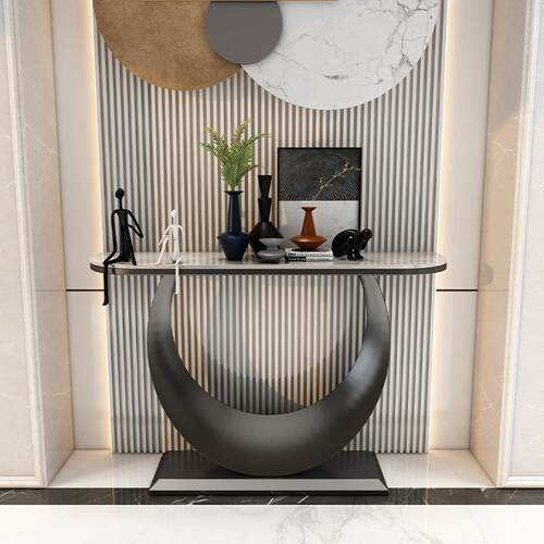 轻奢意墙式岩板极简进门玄关桌现代简入户靠窄约创220意端台柜艺