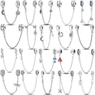 925 Sparkling Sterling Chain Safety Clear Silver