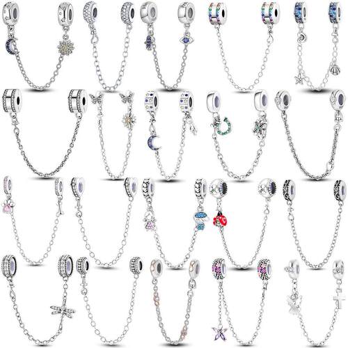 Sparkling Clear Silver Safety Chain 925 Sterling Silver