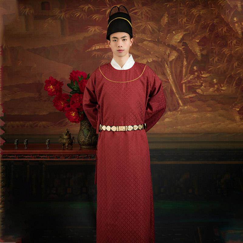 明朝圆领袍演出服蓝色公子圆领袍舞台才子书生服装