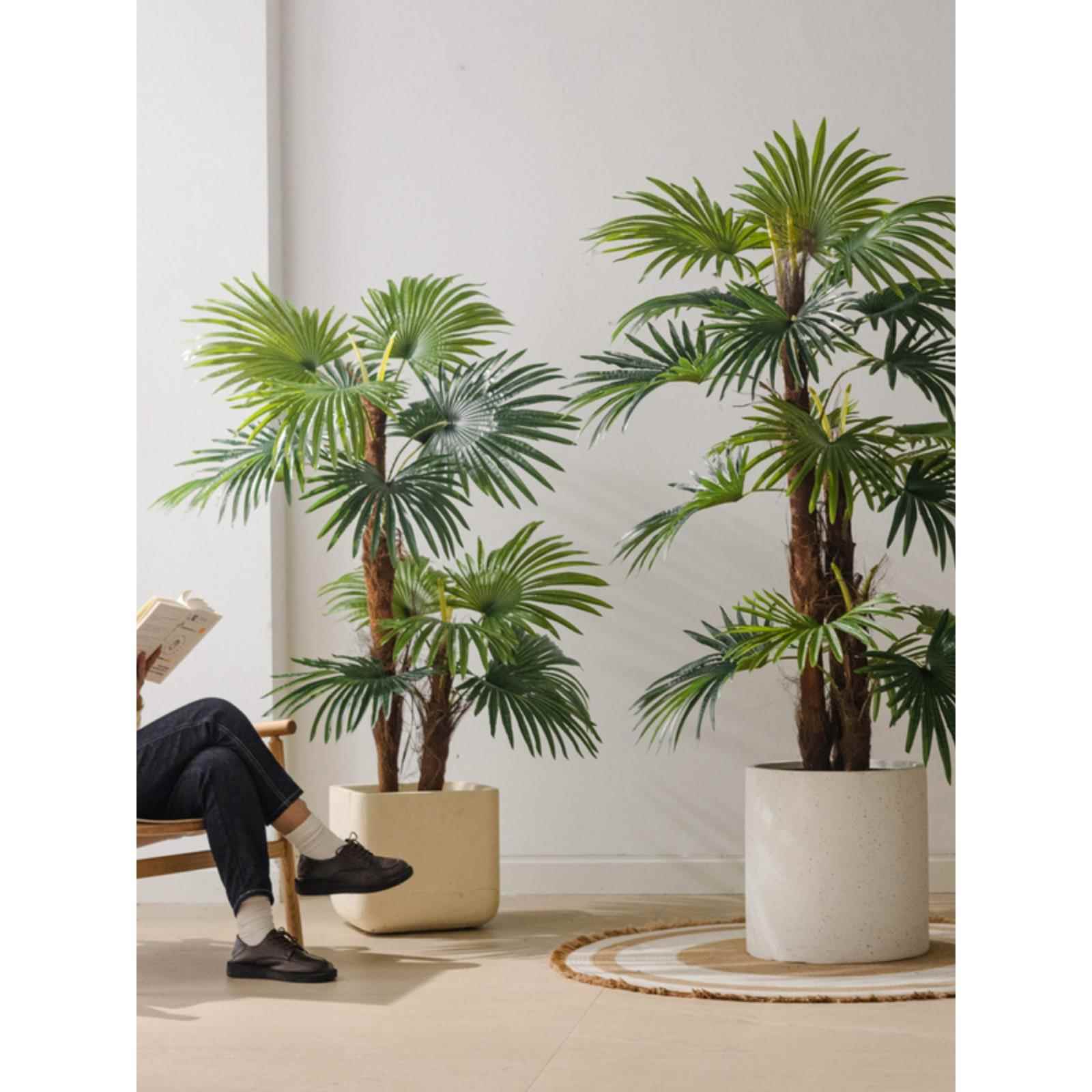 模拟绿色植物扇尾向日葵落地式盆栽室内大型彷生植物装饰品客厅园