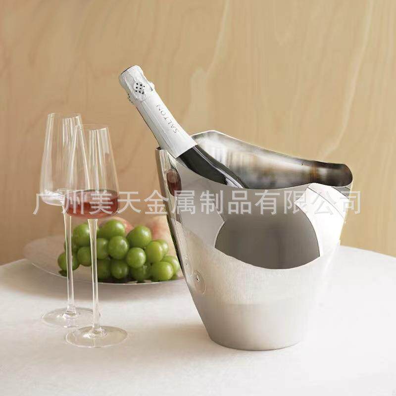 创意不锈钢香槟冰桶高级餐厅酒吧冰粒桶不规则双层冰碗 厂家直供