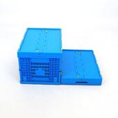 塑料折叠筐蓝色加厚可果周蔬配送摺叠框JYD塑胶带拆叠转筐盖厂家