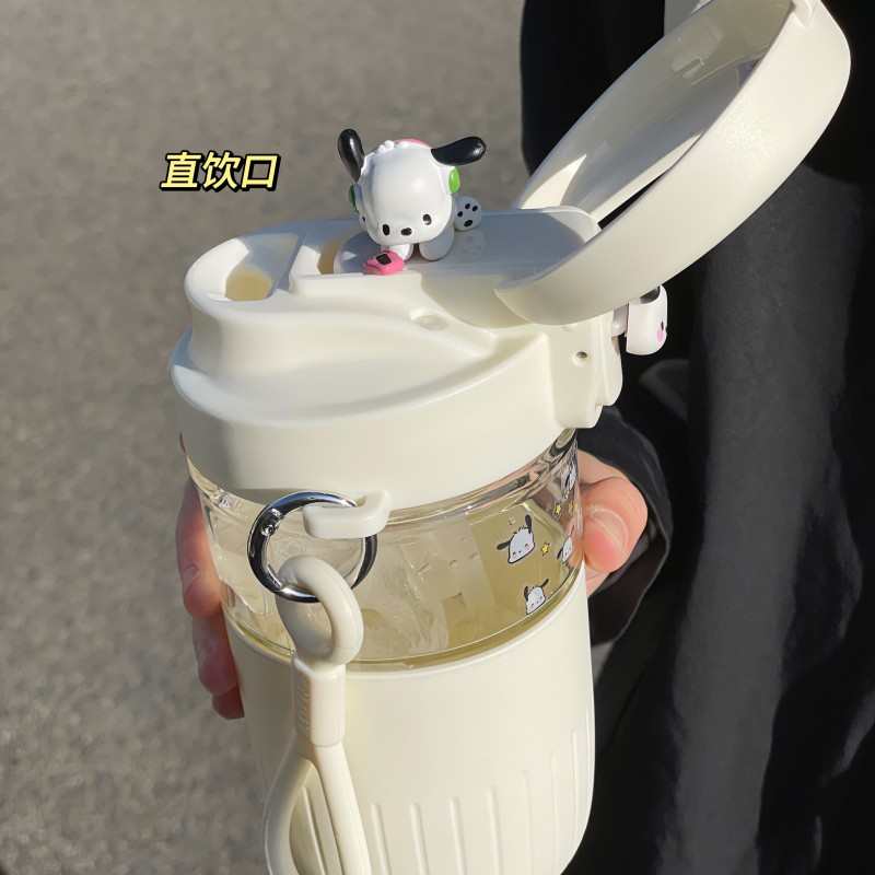 吸管玻璃杯耐高温防烫高颜值双饮男女生办公室泡茶学生可爱水杯子