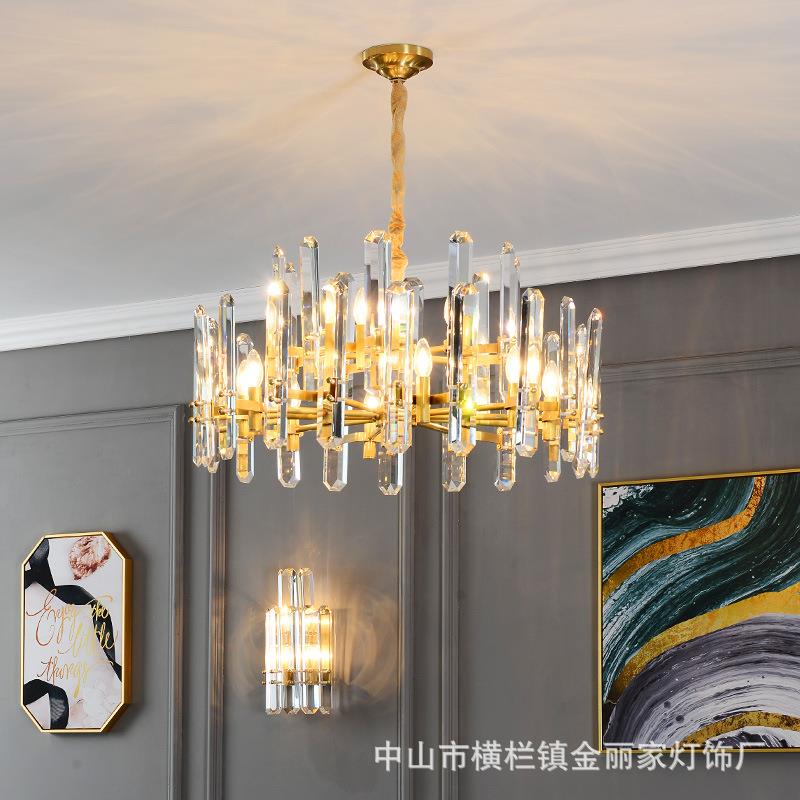 全后8327现代轻奢吊灯晶具客厅港式餐风格别墅厅设计师样板房水铜