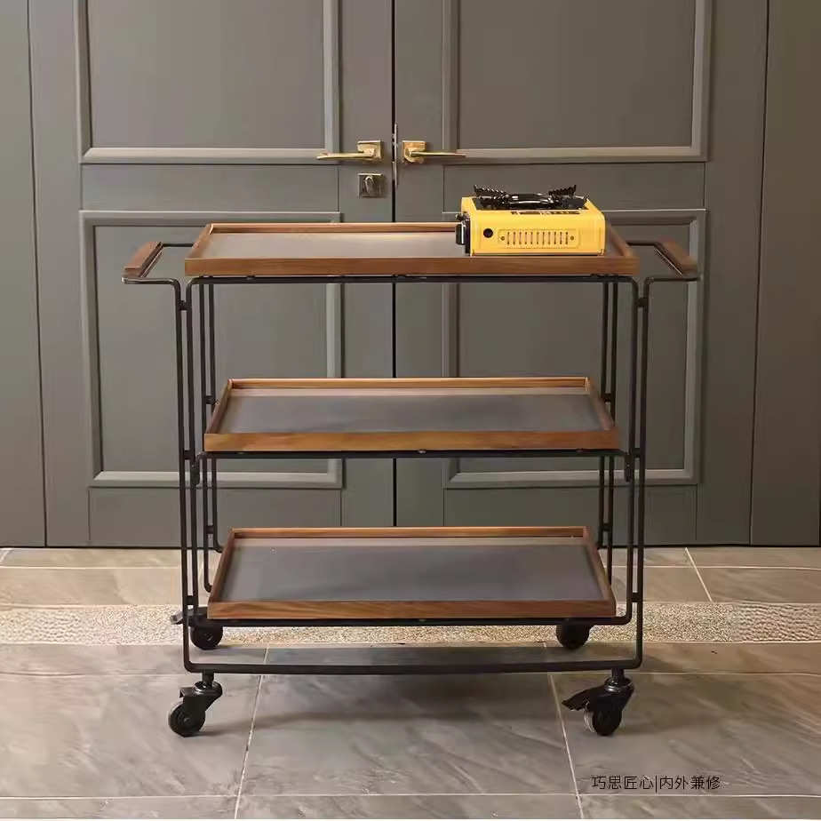 做车木质卡式车鲍鱼现场移动式餐车煮车堂高档餐厅加热酒店灼炉堂